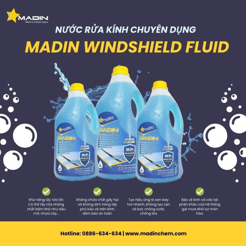 Nước rửa kính chuyên dùng Madin Windshield Fluid